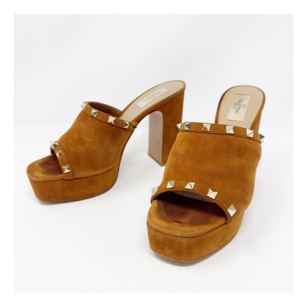 Valentino Rockstud Suede Platform Sandals Womens Size EU 39